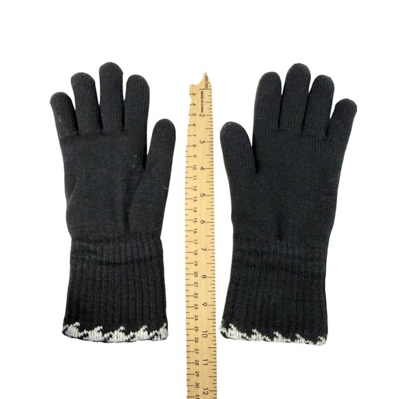 Women’s Black Knit Gloves with Houndstooth Cuffs – Fleece Lined - Picture 5 of 5